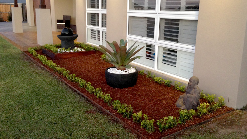A landscaped garden feature.